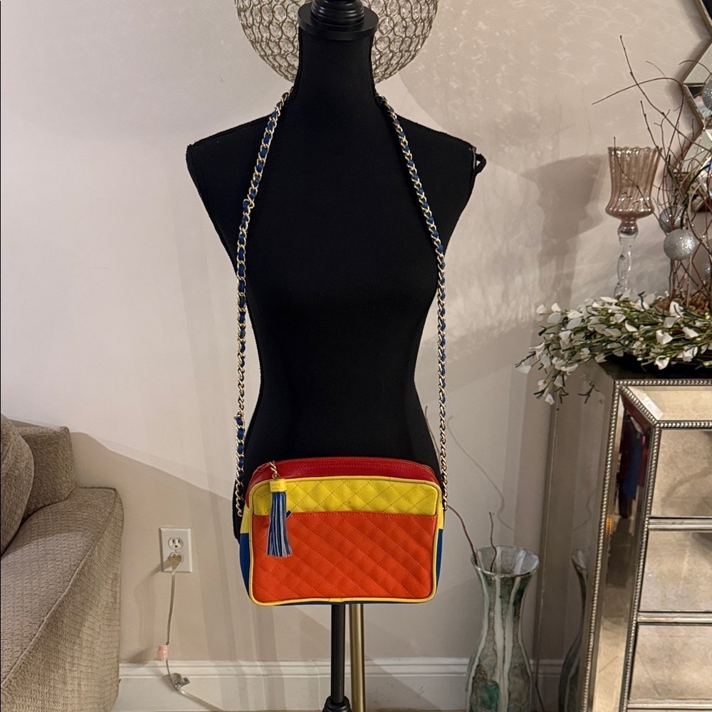 Colorful Quilted Crossbody Bag 10*7.5*2.5”